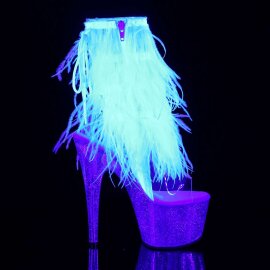 Pleaser ADORE-1017MFF Stivaletti - Trasparente-Marabou Bianco/Trasparente-Glitter