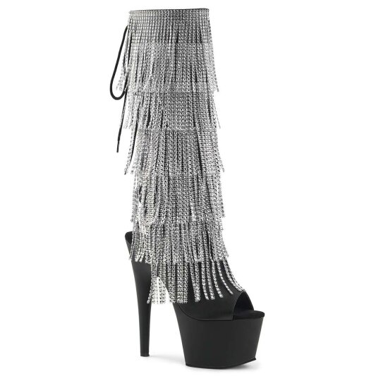 Pleaser ADORE-2024RSF Stivali - Similpelle Elasticizzato Nero/Nero Opaco