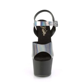 Pleaser Sandali ADORE-708N-DT TPU Peltro Ologramma/Nero...