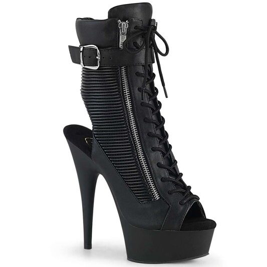 Pleaser DELIGHT-1016-1 Stivaletti -Similpelle Nero/Nero Opaco