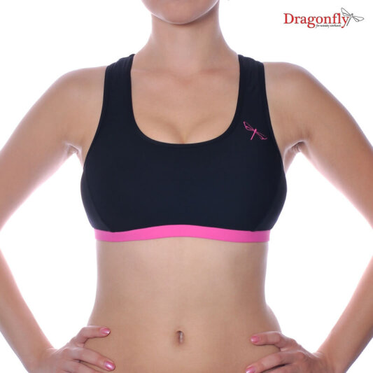 Dragonfly Top Sporty L Nero / Rosa Acceso
