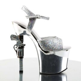 Pleaser Sandali REVOLVER-709G Argento Multi Glitter/Argento Cromato