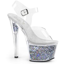 Pleaser Sandali SKY-308GF Trasparente/Argento Multi Glitter