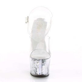 Pleaser Sandali SKY-308GF Trasparente/Argento Multi Glitter