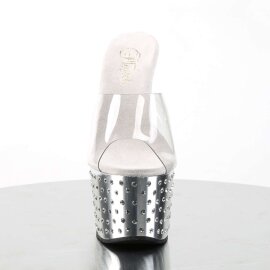 Pleaser Mules STARDUST-701 Trasparente/Argento Cromato