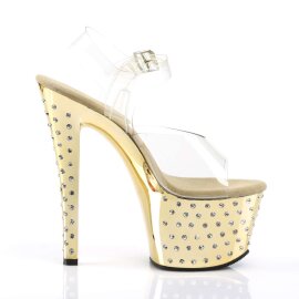 Pleaser Sandali STARDUST-708 Trasparente/Dorato Cromato