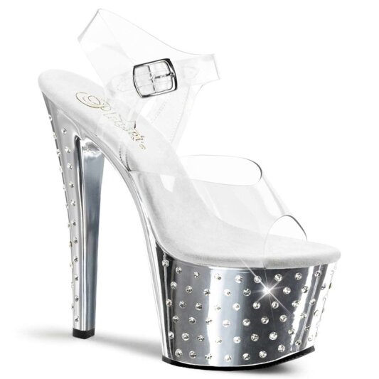 Pleaser Sandali STARDUST-708 Trasparente/Argento Cromato
