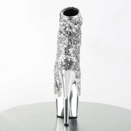 Pleaser ADORE-1008SQ Stivaletti - Glitter Argento/Argento Cromato EU-35 / US-5