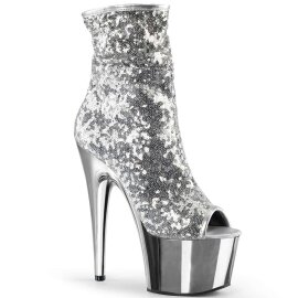 Pleaser ADORE-1008SQ Stivaletti - Glitter Argento/Argento...