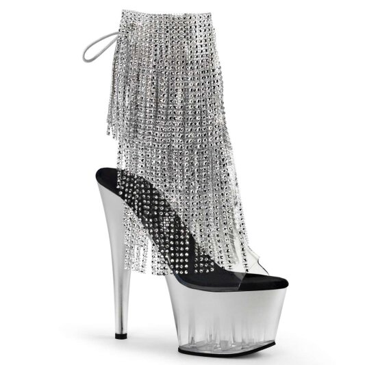 Pleaser ADORE-1017RSFT Stivaletti Trasparente-Argento/Argento EU-41 / US-11