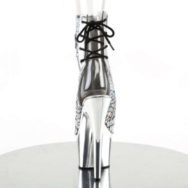 Pleaser ADORE-1018HG Stivaletti - Ecopelle Argento Holo Stampa Struzzo/Argento Cromato EU-35 / US-5