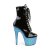 Pleaser ADORE-1020LG Stivaletti - Vernice Nero/Blu Glitter EU-35 / US-5