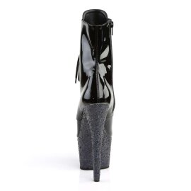 Pleaser ADORE-1020LG Stivaletti - Vernice Nero/Nero Multi Glitter EU-35 / US-5