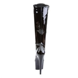 Pleaser ADORE-2023 Stivali - Vernice Elasticizzato Nero/Nero EU-41 / US-11