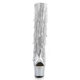 Pleaser ADORE-2024RSF Stivali - Ecopelle Argento Metal.Strass./Argento Opaco EU-35 / US-5