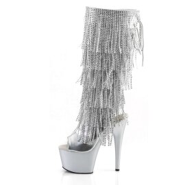 Pleaser ADORE-2024RSF Stivali - Ecopelle Argento Metal.Strass./Argento Opaco EU-35 / US-5