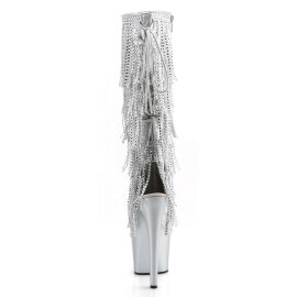 Pleaser ADORE-2024RSF Stivali - Ecopelle Argento Metal.Strass./Argento Opaco EU-35 / US-5