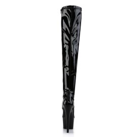 Pleaser ADORE-3000 Stivali Sopra Il Ginocchio Vernice Elasticizzato Nero/Nero EU-35 / US-5