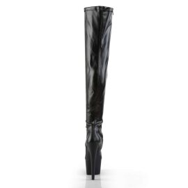Pleaser ADORE-3000 Stivali Sopra Il Ginocchio Similpelle Elasticizzato Nero/Nero Opaco EU-35 / US-5