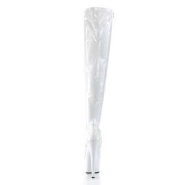 Pleaser ADORE-3000 Stivali Sopra Il Ginocchio Vernice Elasticizzato Bianco/Bianco EU-35 / US-5