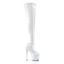 Pleaser ADORE-3000 Stivali Sopra Il Ginocchio Vernice Elasticizzato Bianco/Bianco EU-35 / US-5