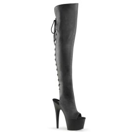 Pleaser ADORE-3019 ADORE-3002 Stivali Sopra Il Ginocchio Similpelle Nero/Nero Opaco EU-37 / US-7