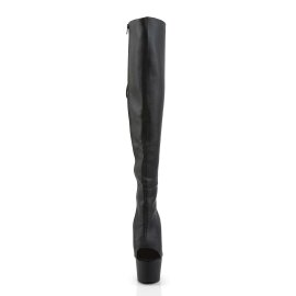 Pleaser ADORE-3019 ADORE-3002 Stivali Sopra Il Ginocchio Similpelle Nero/Nero Opaco EU-37 / US-7