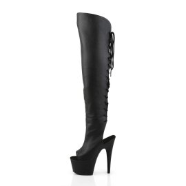 Pleaser ADORE-3019 ADORE-3002 Stivali Sopra Il Ginocchio Similpelle Nero/Nero Opaco EU-37 / US-7
