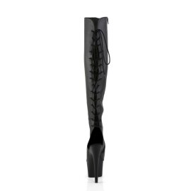 Pleaser ADORE-3019 ADORE-3002 Stivali Sopra Il Ginocchio Similpelle Nero/Nero Opaco EU-37 / US-7