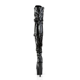 Pleaser ADORE-3028 Stivali Sopra Il Ginocchio Vernice Elasticizzato Nero/Nero EU-37 / US-7
