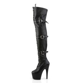 Pleaser ADORE-3028 Stivali Sopra Il Ginocchio Similpelle Elasticizzato Nero/Nero Opaco EU-37 / US-7
