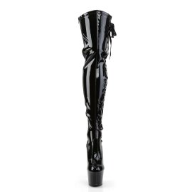 Pleaser ADORE-3050 ADORE-3002 Stivali Sopra Il Ginocchio Vernice Elasticizzato Nero/Nero EU-37 / US-7