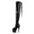 Pleaser ADORE-3063 ADORE-3002 Stivali Sopra Il Ginocchio Vernice Elasticizzato Nero/Nero EU-35 / US-5
