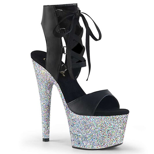 Pleaser Sandali ADORE-700-14LG Similpelle Nero/Argento Multi Glitter EU-35 / US-5