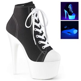 Pleaser ADORE-700SK-02 Stivaletti - Tela Nero/Bianco Neon...