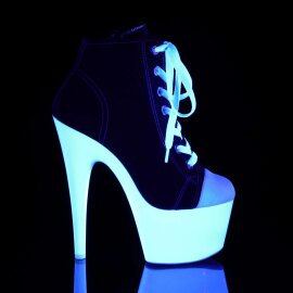 Pleaser ADORE-700SK-02 Stivaletti - Tela Nero/Bianco Neon EU-35 / US-5