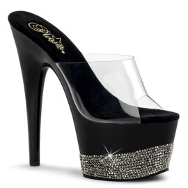 Pleaser Mules ADORE-701-3 Trasparente/Nero-Strass Peltro...