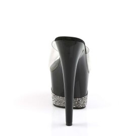 Pleaser Mules ADORE-701-3 Trasparente/Nero-Strass Peltro EU-35 / US-5