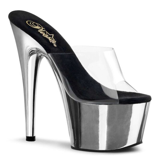Pleaser Mules ADORE-701 Trasparente/Argento Cromato EU-35 / US-5