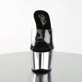 Pleaser Mules ADORE-701 Trasparente/Argento Cromato EU-35...