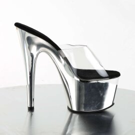 Pleaser Mules ADORE-701 Trasparente/Argento Cromato EU-35 / US-5