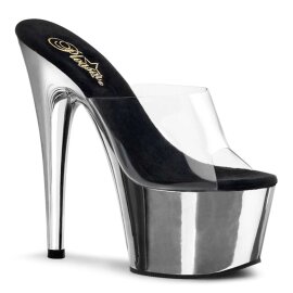 Pleaser Mules ADORE-701 Trasparente/Argento Cromato EU-38 / US-8