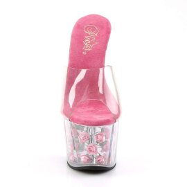 Pleaser Mules ADORE-701FL Trasparente/Fiori Rosa Acceso...
