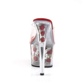 Pleaser Mules ADORE-701FL Trasparente/Fiori Rossi EU-35 / US-5