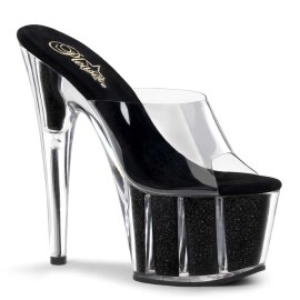 Pleaser Mules ADORE-701G Trasparente/Nero Glitter EU-35 /...