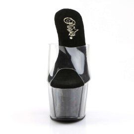 Pleaser Mules ADORE-701G Trasparente/Nero Glitter EU-35 /...