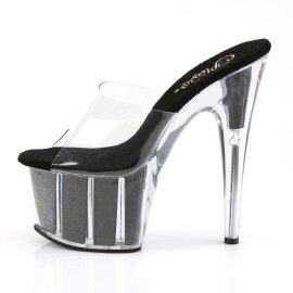 Pleaser Mules ADORE-701G Trasparente/Nero Glitter EU-37 / US-7