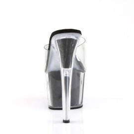 Pleaser Mules ADORE-701G Trasparente/Nero Glitter EU-39 / US-9