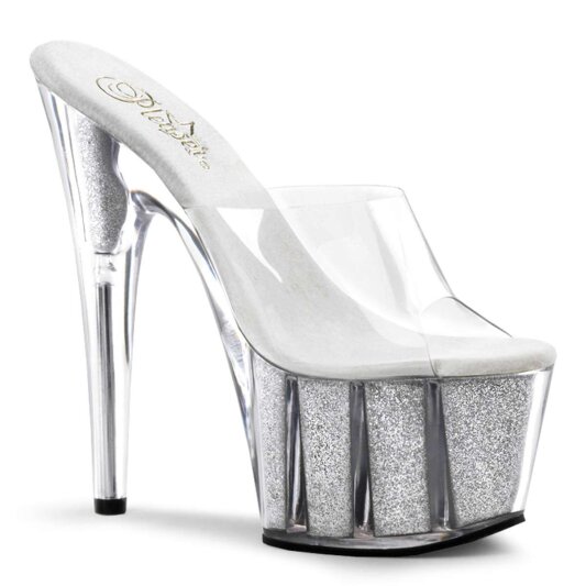 Pleaser Mules ADORE-701G Trasparente/Argento Glitter EU-35 / US-5