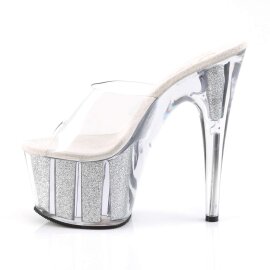 Pleaser Mules ADORE-701G Trasparente/Argento Glitter EU-37 / US-7
